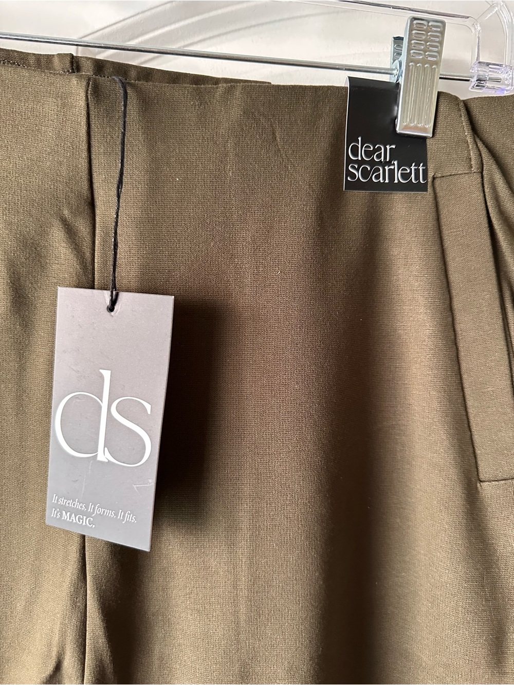 Dear Scarlett Olive Green Boot-Cut Pants with Button Detail - Picture 4 of 10